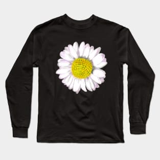 White daisy Bellis perennis wildflower close up Long Sleeve T-Shirt